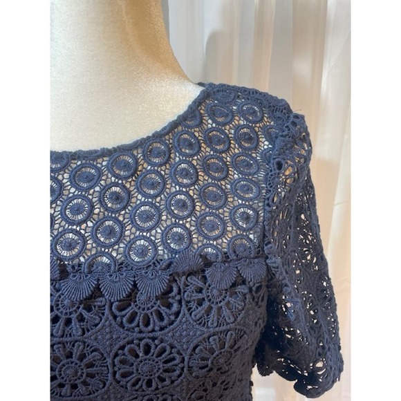 Boden Size 4 Dress Navy Blue Lace Short Sleeve Scoop Neck - Picture 3 of 5
